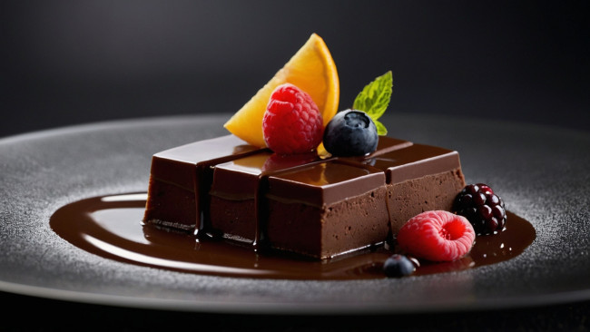 Обои картинки фото 3д графика, еда-, food, шоколадный, десерт, ягоды