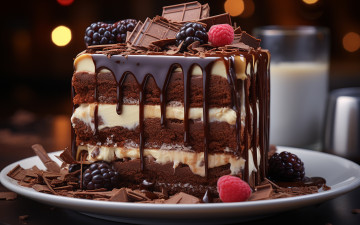 обоя 3д графика, еда-, food, торт, шоколадный