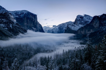 Картинка природа горы california калифорния yosemite national park национальный парк йосемити sierra nevada mountains долина сьерра-невада лес деревья зима