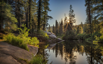 Картинка природа реки озера солнце камни река лес