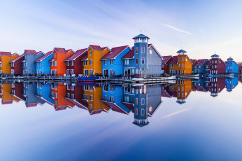 Картинка города -+здания +дома дома небо город гронинген нидерланды отражения вода
