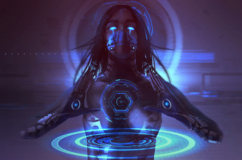 Картинка фэнтези роботы +киборги +механизмы технологии киборг девушка руки sci-fi киберпанк взгляд
