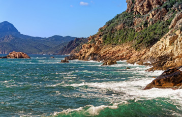 Картинка франция природа побережье камни горы водоем