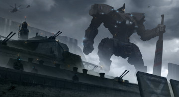 Картинка фэнтези роботы +киборги +механизмы робот art укрепления pacific rim меч jaeger