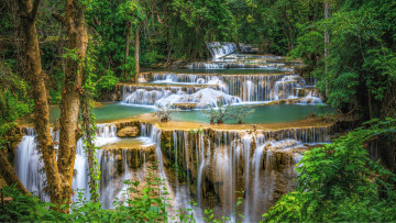 Картинка huay+mae+khamin+waterfall thailand природа водопады huay mae khamin waterfall