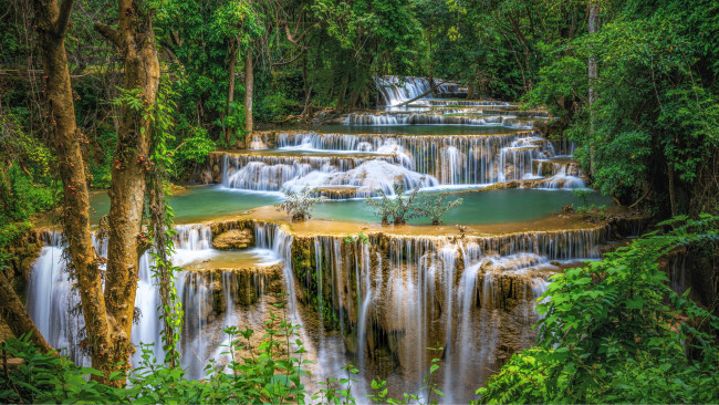 Обои картинки фото huay mae khamin waterfall, thailand, природа, водопады, huay, mae, khamin, waterfall