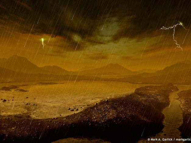 Обои картинки фото метановые, дожди, на, титане, космос, спутники, сатурна