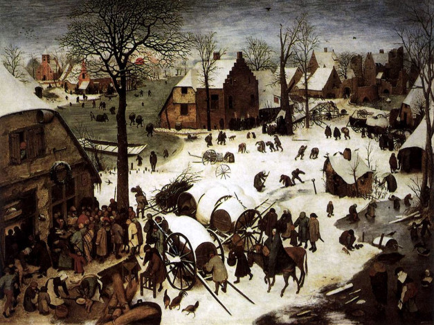 Обои картинки фото pieter, bruegel, перепись, вифлееме, рисованные