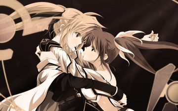 Картинка аниме mahou shoujo lyrical nanoha black and white девушки