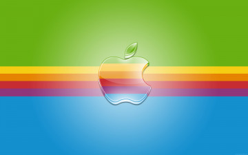 Картинка компьютеры apple лого радуга полосы