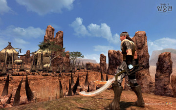 Картинка видео игры vindictus человек оружия палатки камни