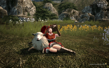 Картинка видео игры vindictus трава камни овечка девушка