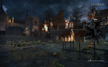 Картинка видео игры vindictus здания огонь тыквы