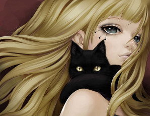 Картинка by dong xiao аниме animals кошка кот черная плечо зрачки волосы