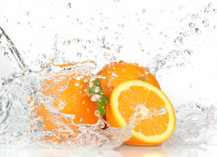 Картинка еда цитрусы капли брызги вода апельсины