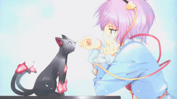 Картинка аниме touhou пламя дружба кошка девушка