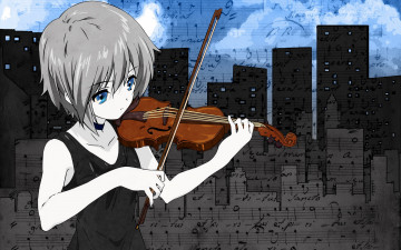 обоя аниме, the, melancholy, of, haruhi, suzumiya, скрипка, nagato, yuki