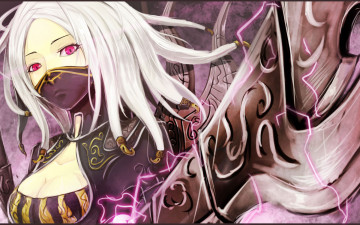 Картинка аниме weapon blood technology оружие розовые глаза ниндзя мечи ирелия