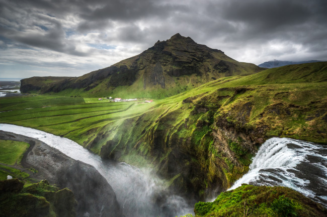 Обои картинки фото природа, водопады, исландия, iceland, горы, пейзаж