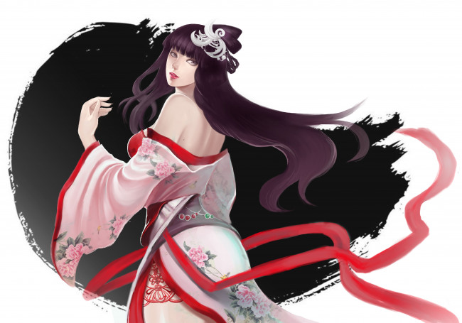 Обои картинки фото аниме, *unknown, другое, лента, кимоно, девушка, syusuke0229