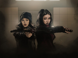 Картинка рисованные люди девушки оружие