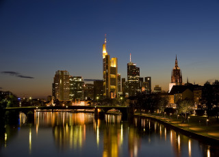 Картинка германия+франкфурт+на+майне города франкфурт-на-майне+ германия огни ночь река дома frankfurt am main