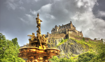 обоя города, эдинбург , шотландия, замок, скульптуры