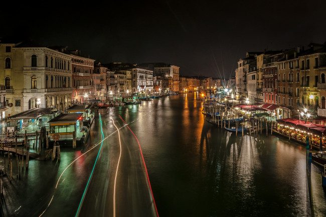 Обои картинки фото города, венеция , италия, канал, ночь