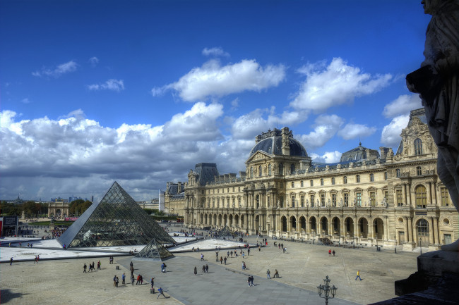 Обои картинки фото musee de louvre, города, париж , франция, музей, площадь