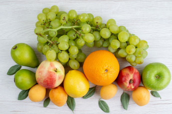 Картинка еда фрукты +ягоды виноград яблоки груши персики