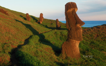 Картинка природа камни минералы остров пасхи каменные идолы