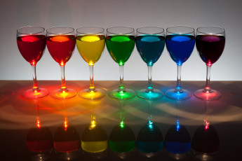 Картинка разное посуда столовые приборы кухонная утварь цвет радуга бокалы
