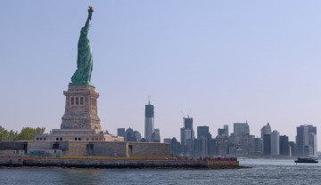 Картинка города нью йорк сша статуя свободы небоскребы дома