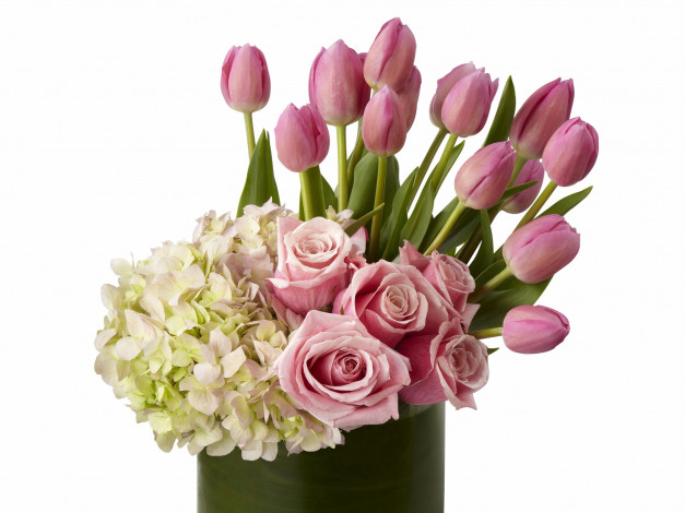 Обои картинки фото цветы, букеты, композиции, букет, розы, тюльпаны