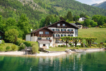Картинка austria wolfgangsee города пейзажи озеро дома ландшафт