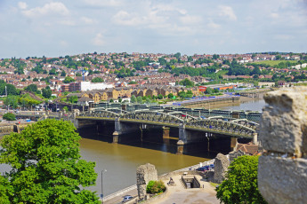 Картинка англия рочестер города панорамы река дома мост