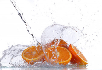Картинка еда цитрусы брызги капли вода апельсин