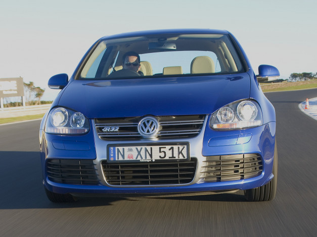 Обои картинки фото автомобили, volkswagen, синий, typ, 1k, au-spec, 3-door, r32, golf