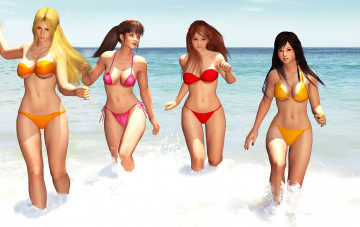 Картинка 3д+графика люди+ people пляж девушки фон взгляд