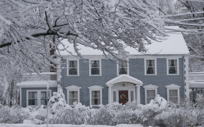 Обои картинки фото города, - здания,  дома, дом, деревья, снег