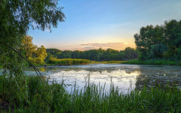 Картинка природа реки озера заводь киев днепр закат украина