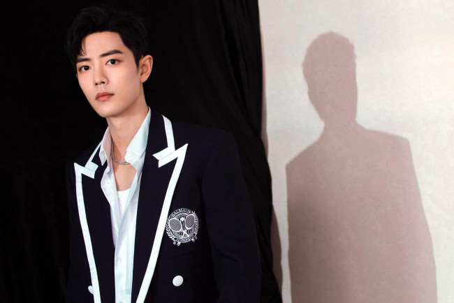 Обои картинки фото мужчины, xiao zhan, актер, пиджак, тень