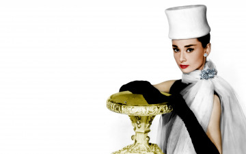 обоя Audrey Hepburn, девушки, , , шляпа, перчатки, актриса, брошь