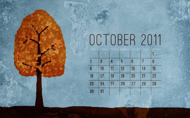 Обои картинки фото календари, рисованные, векторная, графика, осень, дерево