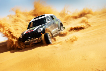 Картинка автомобили mini cooper занос Черный ралли машина передок спорт dakar x-raid мини гонка 2014 внедорожник авто