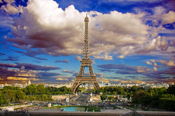 обоя города, париж , франция, панорама, вышка