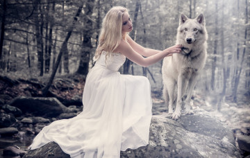 Картинка девушки -unsort+ блондинки девушка собака природа