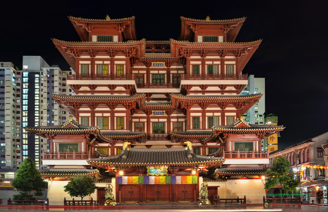 Обои картинки фото chinatown singapore, города, сингапур , сингапур, ночь, пагода