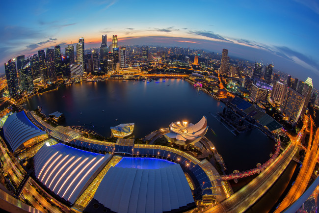 Обои картинки фото singapore, города, сингапур , сингапур, ночь, огни, здания