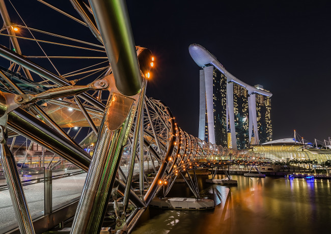 Обои картинки фото singapore, города, сингапур , сингапур, ночь, здания, огни